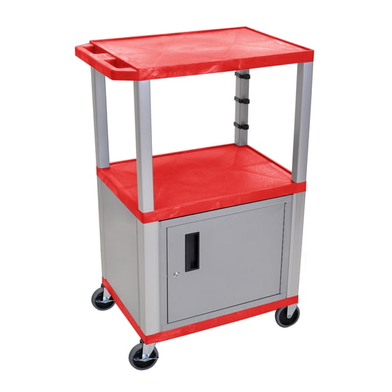 H. Wilson Tuffy Cart with Lockable Cabinet Red and Nickel Small