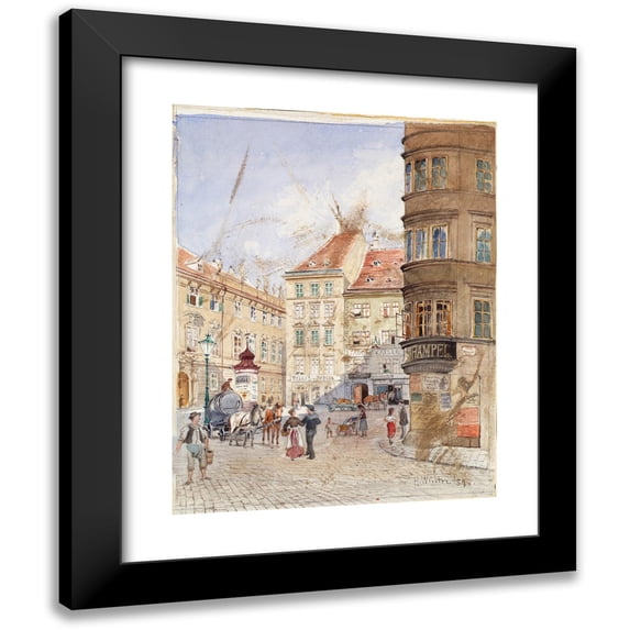 H. Winter 15x18 Black Modern Framed Museum Art Print Titled - The Judenplatz in Vienna (1894)
