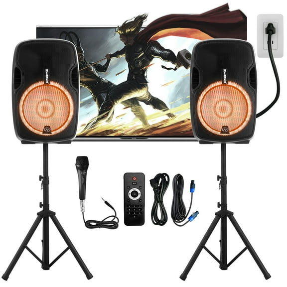 H Yanka Dual Bluetooth Portable PA System with Subwoofer, Microphone