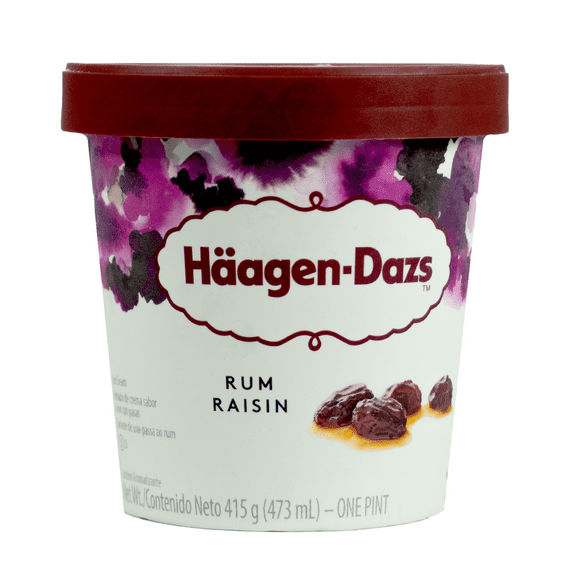 Häagen-Dazs, Rum Raisin Flavor, 415g, Smooth, Allergens Milk, 1 Count, Cardboard Tub, New