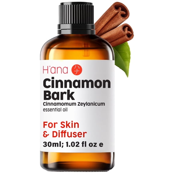 H'ana Cinnamon Bark Essential Oil - 1.02 fl oz - for Hair, Skin, Diffuser, Aromatherapy, DIY Candle & Soap Making
