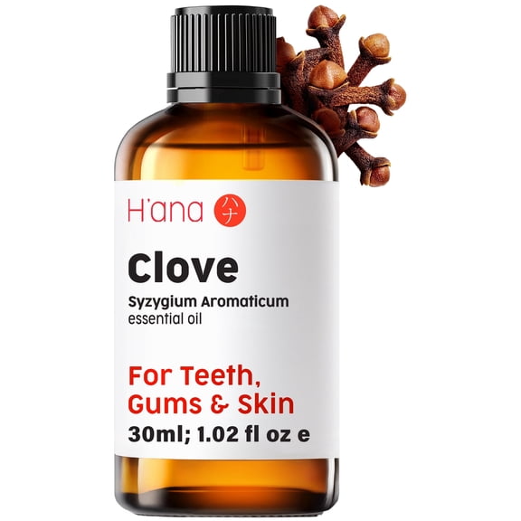 H'ana Clove Essential Oil - 1.02 fl oz - for Hair, Skin, Diffuser, Aromatherapy, DIY Candle & Soap Making