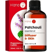 H’ana Patchouli Essential Oil - 100% Pure and Natural Patchouli Oil for Skin, Diffuser, Aromatherapy, Perfume, and Candle Making - With a Unique Earthy Scent (1 Fl Oz)
