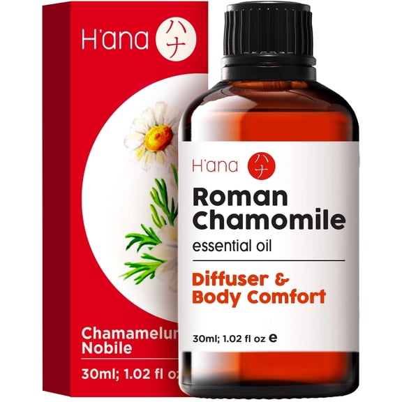 H'ana Roman Chamomile Essential Oil - 100% Pure and Natural Essential Oil for Face, Skin, Body, Aromatherapy - With a Soft, Floral-Herbal Fragrance (1 Fl Oz)