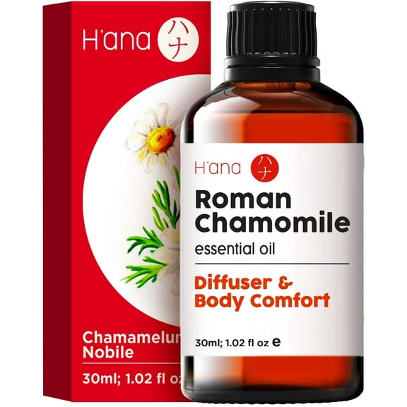 H'ana Roman Chamomile Essential Oil - 100% Pure and Natural Essential Oil for Face, Skin, Body, Aromatherapy - With a Soft, Floral-Herbal Fragrance (1 Fl Oz)