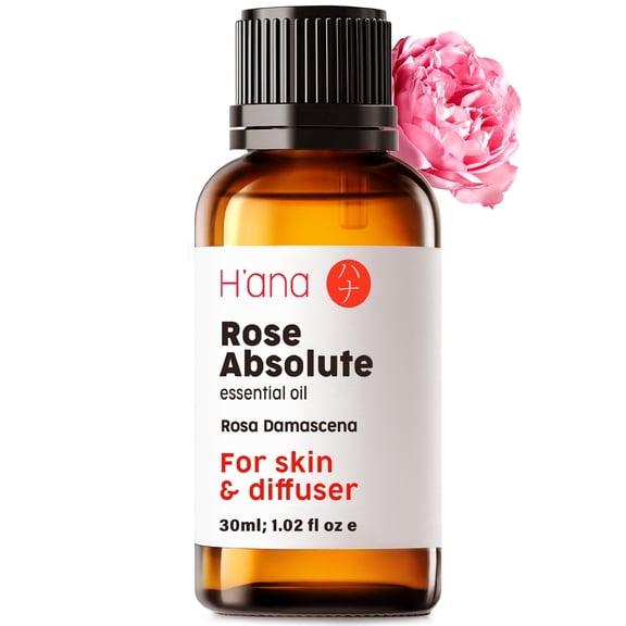 H'ana Rose Essential Oil - 100% Pure, Natural Essential Oil for Skin, Hair & Aromatherapy Diffuser - Sweet, Fresh Floral Scent Like Real Roses - Mother's Day Gift for Love & Beauty (1 Fl Oz)