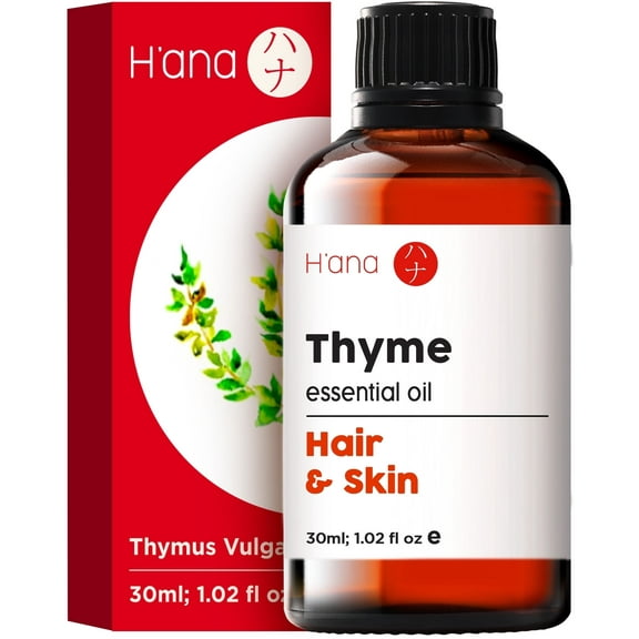 H’ana Thyme Essential Oil - 100% Pure and Natural Thyme Oil for Hair, Skin, Diffuser - With a Fresh, Herbaceous Scent (1 Fl Oz)