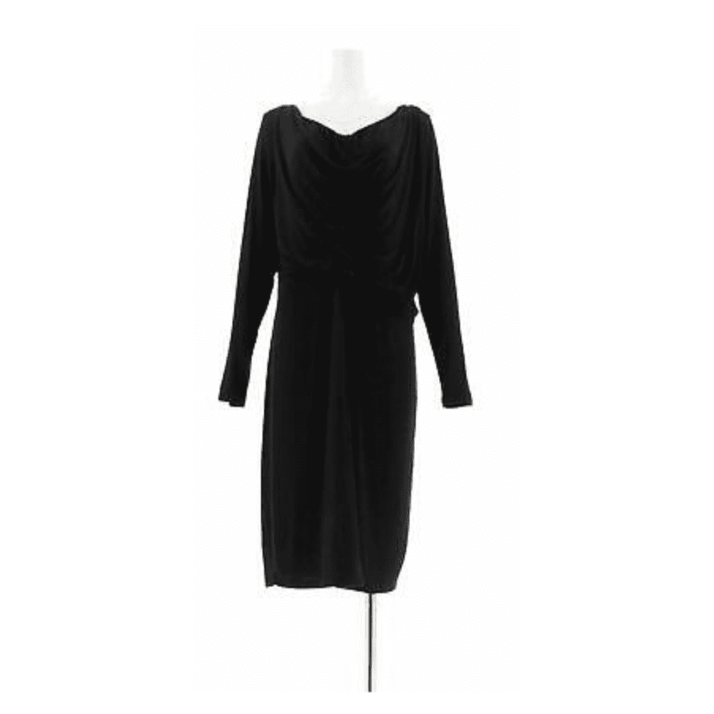 H by Halston Solid Cowl Neck Long Sleeve Dress, Black, Reg 4 - Walmart.com H by Halston Solid Cowl Neck Long Sleeve Dress, Black, Reg 4 - Walmart.com