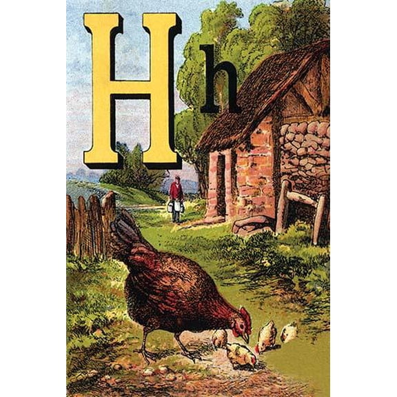 H for the Hen, of her chicks so fond-Fine Art Canvas Print (20" x 30")