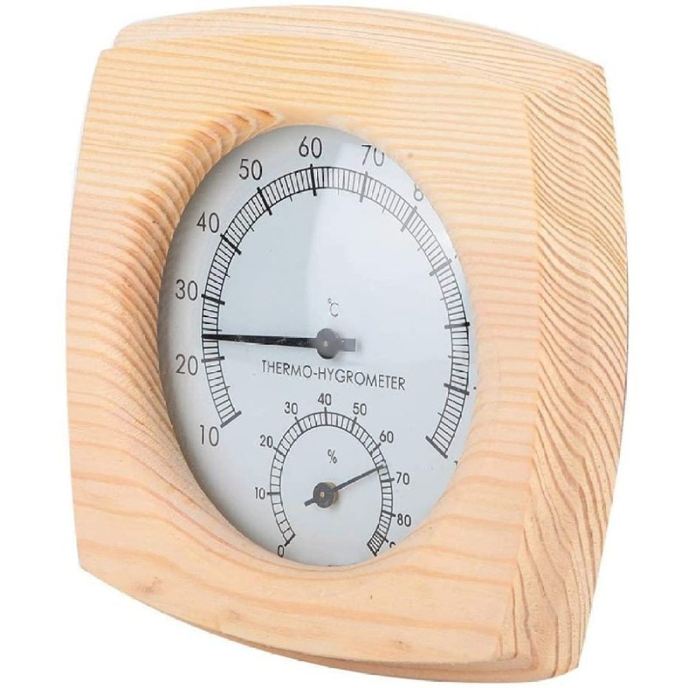 Hlzerne Sauna Hygrothermograph Thermometer Hygrometer Saunaraum Fichte Holzzifferblatt Luftfeuchtigkeit Temperaturmesser Monitor Innen