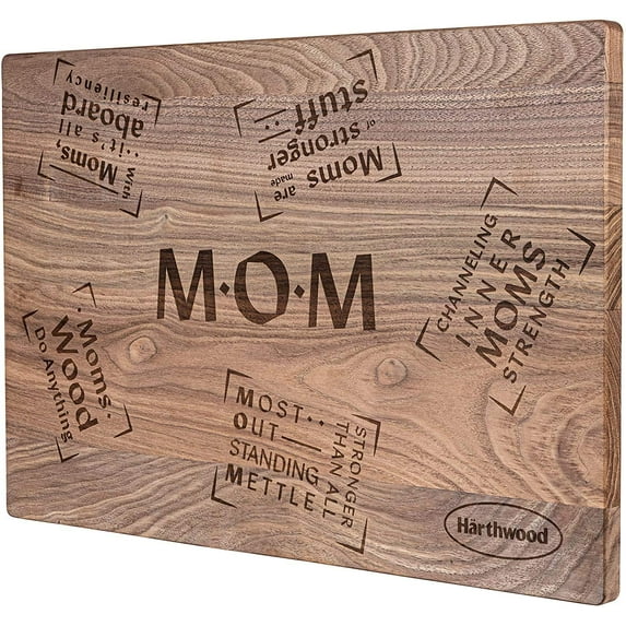 Härthwood Walnut Wood Cutting Board with Juice Groove | Genuine North American Black Walnut Prep & Serve Chopping & Carving | Made in USA Coconut Seasoning Oil Included Gift Packaging (Mom 12"x18")