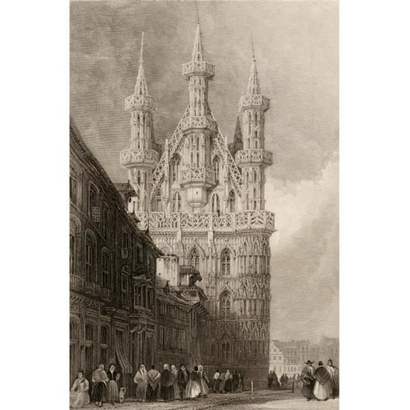 H-tel De Ville Louvain Belgium. Built 1448 Engraved by W. Wallis From A 19th Century by D. Roberts Poster Print
