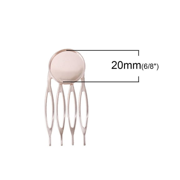 H009 - 10 pcs. - Rose Gold Hair Combs Clips Cabochons Bezels - 20mm Glue Pad