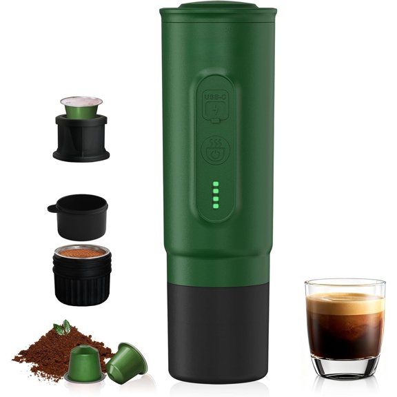 H02PRO Travel Coffee Maker, Portable Espresso Machine for Camping, 20 Bar Mini Coffee Maker Compatible with NS Capsule & Ground Coffee,  Operated Self-heating  Coffee Machines for Travel