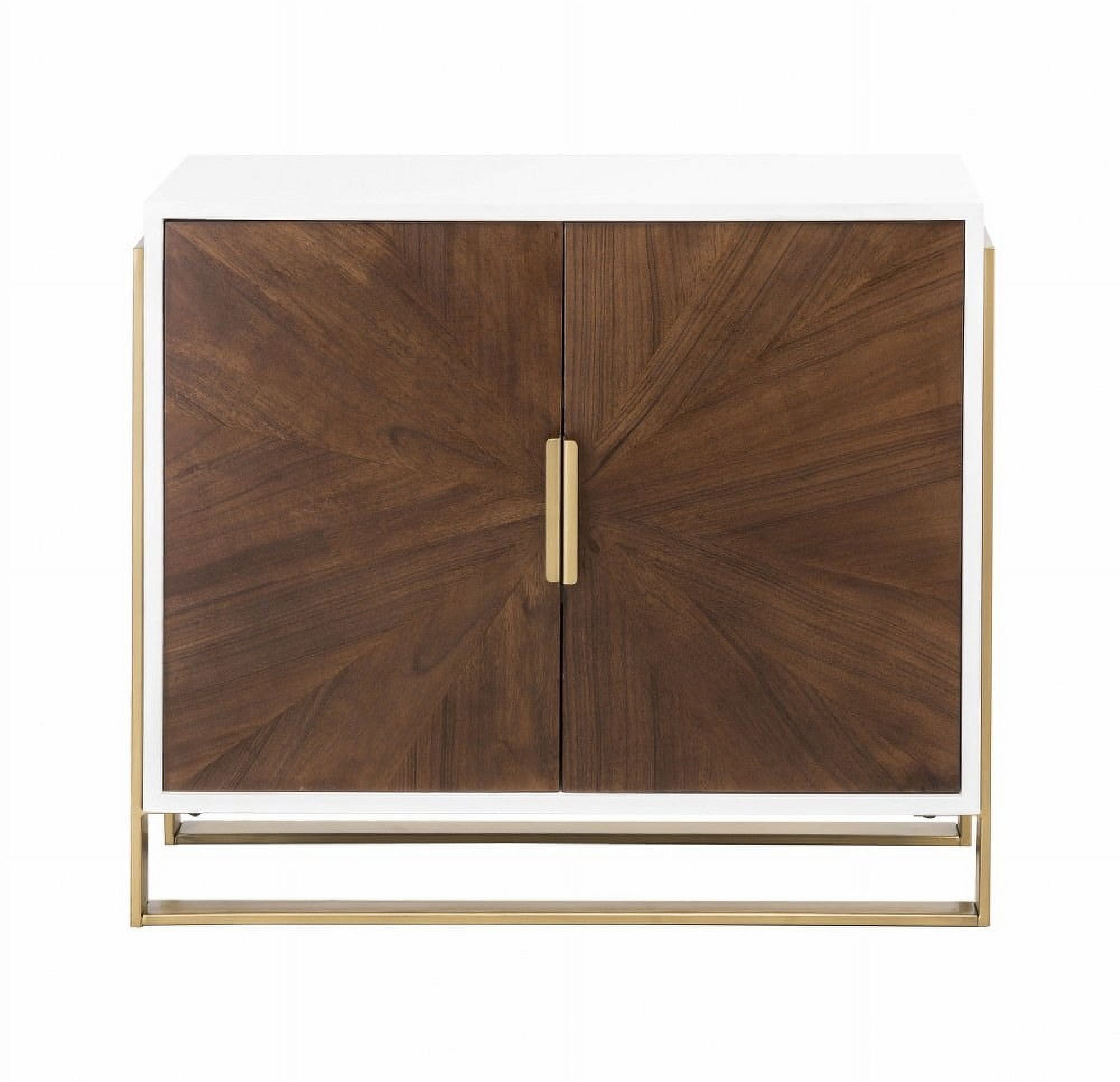 Crafton White Transitional Cabinet with Sunburst Veneer Doors