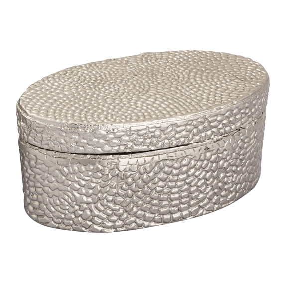 Elk Home Oval Pebble Box - Large Nickel, Made from Metal, Polished Nickel Finish