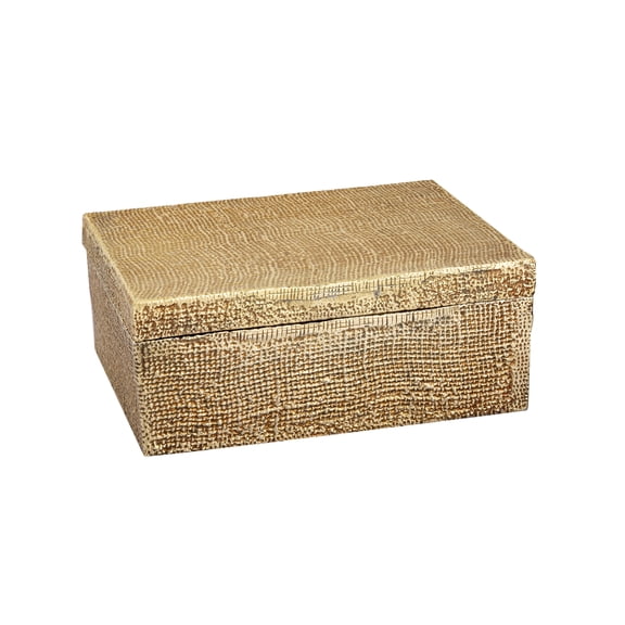 Elk Home Square Linen Texture Box - Small Brass, Made from Metal, Antique Nickel Finish