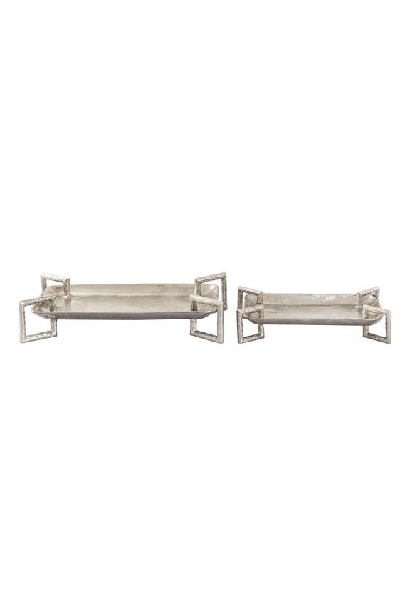 Juniper Mid Century Modern Aluminum Tray in Polished Silver Finish