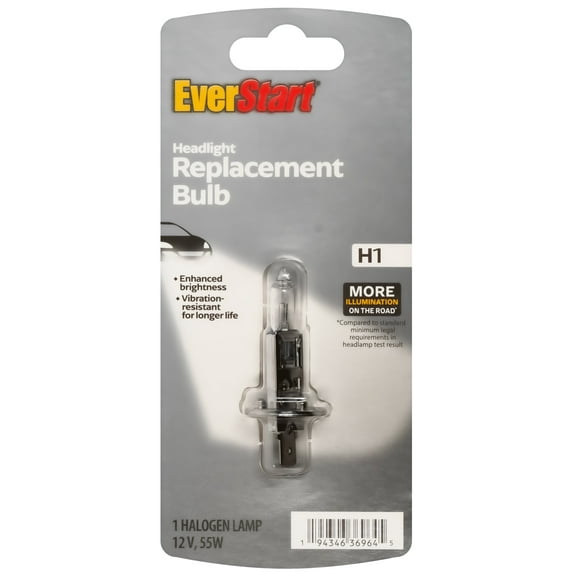 EverStart H1 Halogen Headlight Bulb, 1 pack, Compatible with Multiple Cars