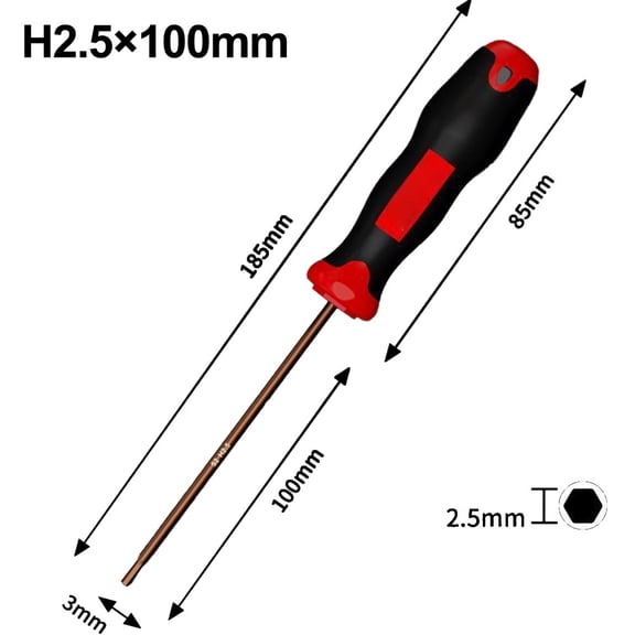 H1.5/6mm Hex Screwdriver -S2 Hexagonal Magnetic Screwdriver Bit Non-slip Shank Screw Driver Repair Hand Tools