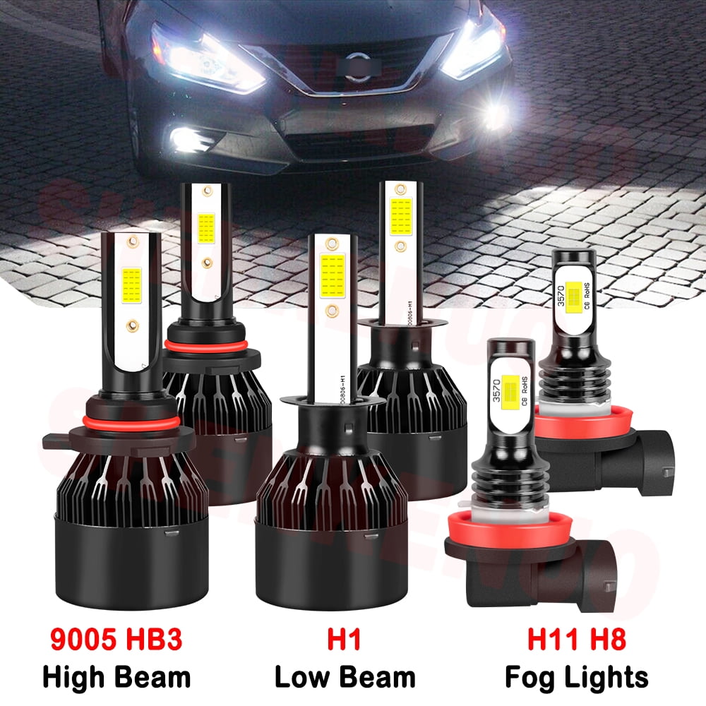 H1 9005 High&Low Beam for Nissan Altima 2005-2006 LED Headlights H11 Fog Lights 6pcs