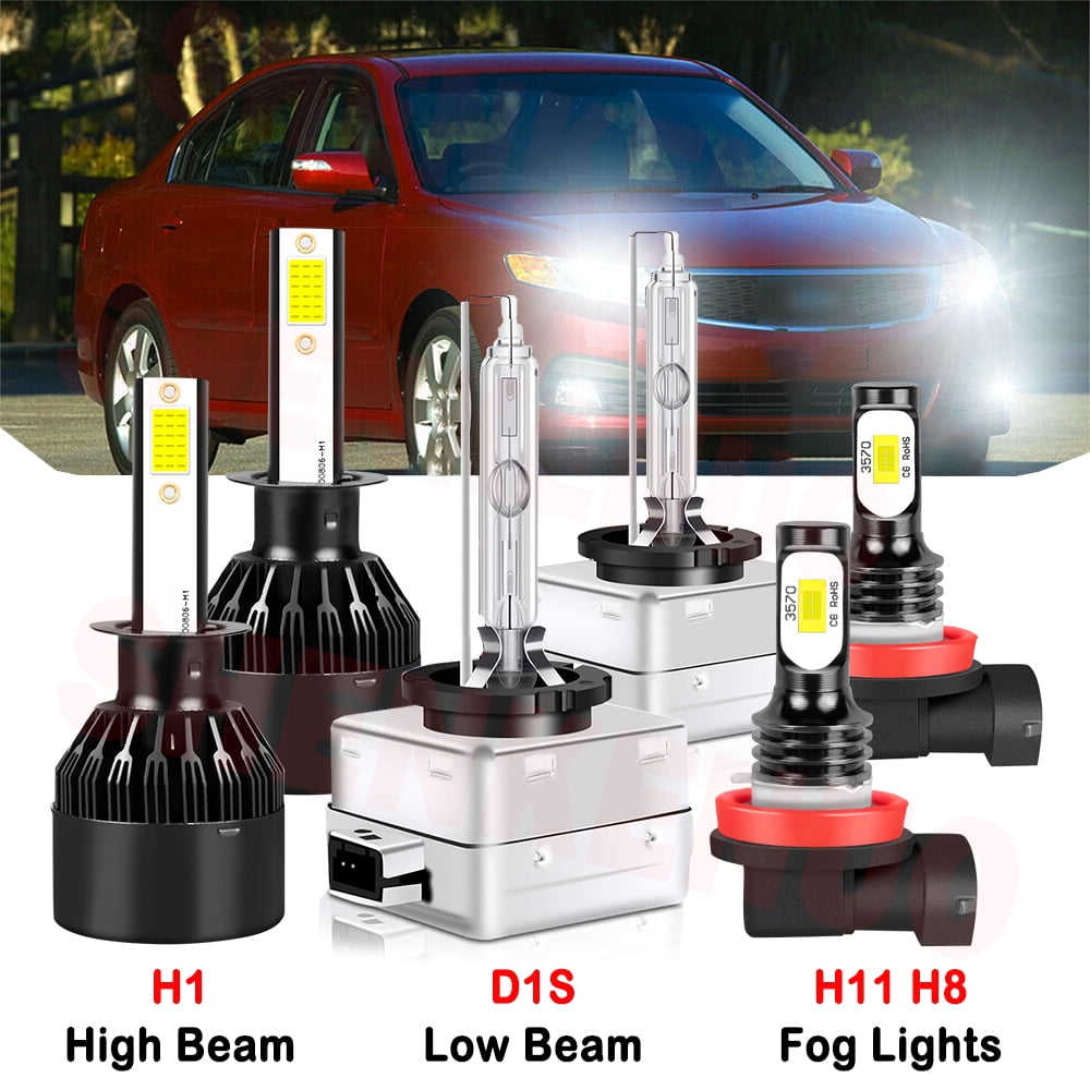 For Kia Optima 2011 2012 2013 (With HID) LED Headlights Bulbs H1 High Beam+ D1S Low Beam +H11 Fog Lights 6pcs