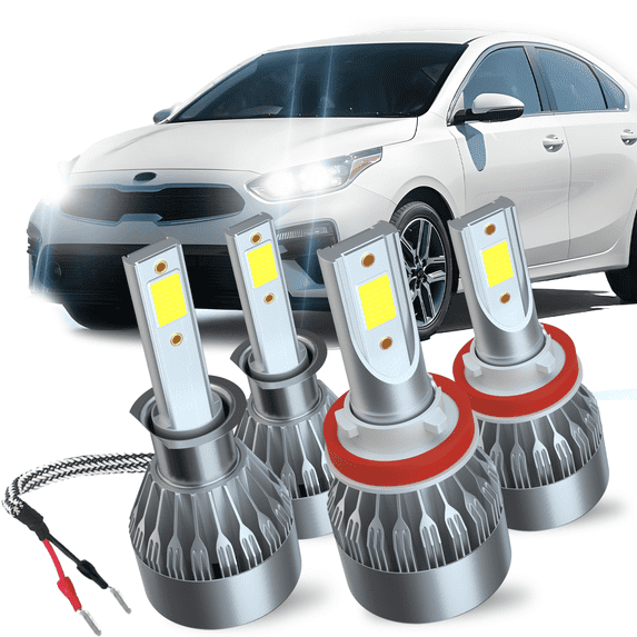 H1 H11 For Kia Forte 2014 2015 2016 LED Headlight High/Low Beam Bulbs Kit,Pack of 4