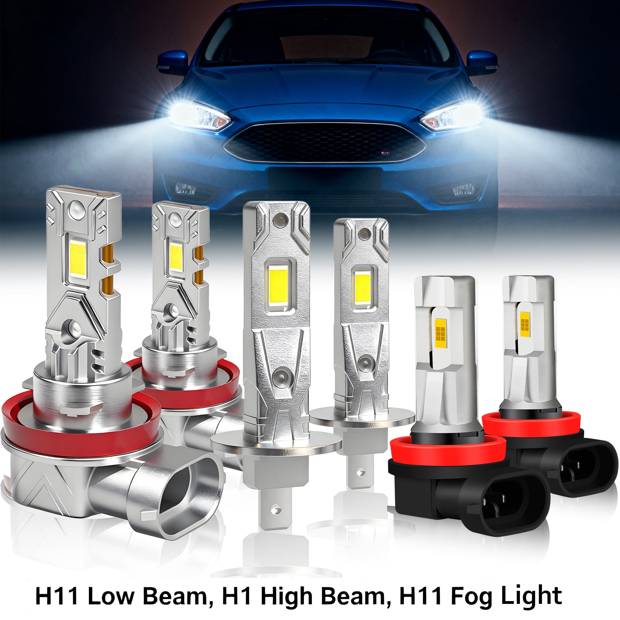 For Ford Focus 2012-2018 LED Headlights High Low Beam Fog Light Bulb H1 H11 H11 6X