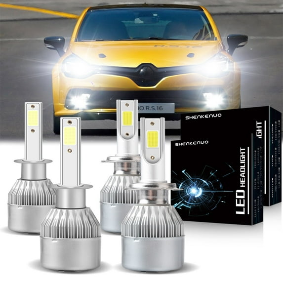 H1 H7 High/Low Beam LED Headlight Bulbs for Renault Duster 2013-2019 6000K White,4pc