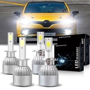 H1 H7 لمبات المصابيح الأمامية LED عالية / منخفضة الشعاع لرينو لوجان 2015-2019 6000K أبيض ، 4pc