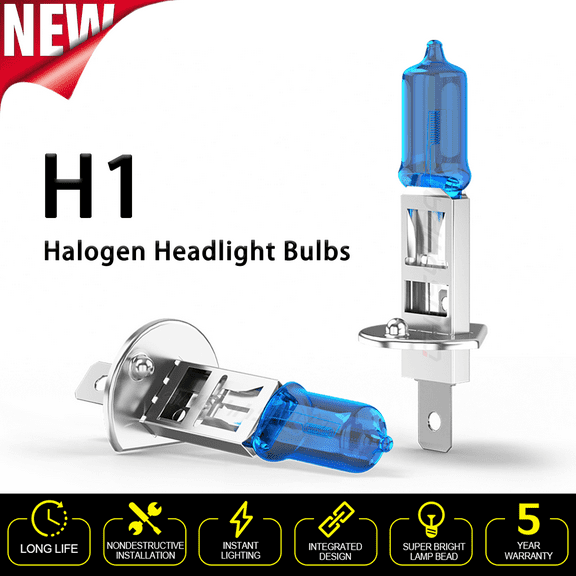 H1 Halogen Headlight Kit Low Beam Bulbs 5000K White 2Pcs - for Subaru Outback Wagon 4-Door 2000-2004