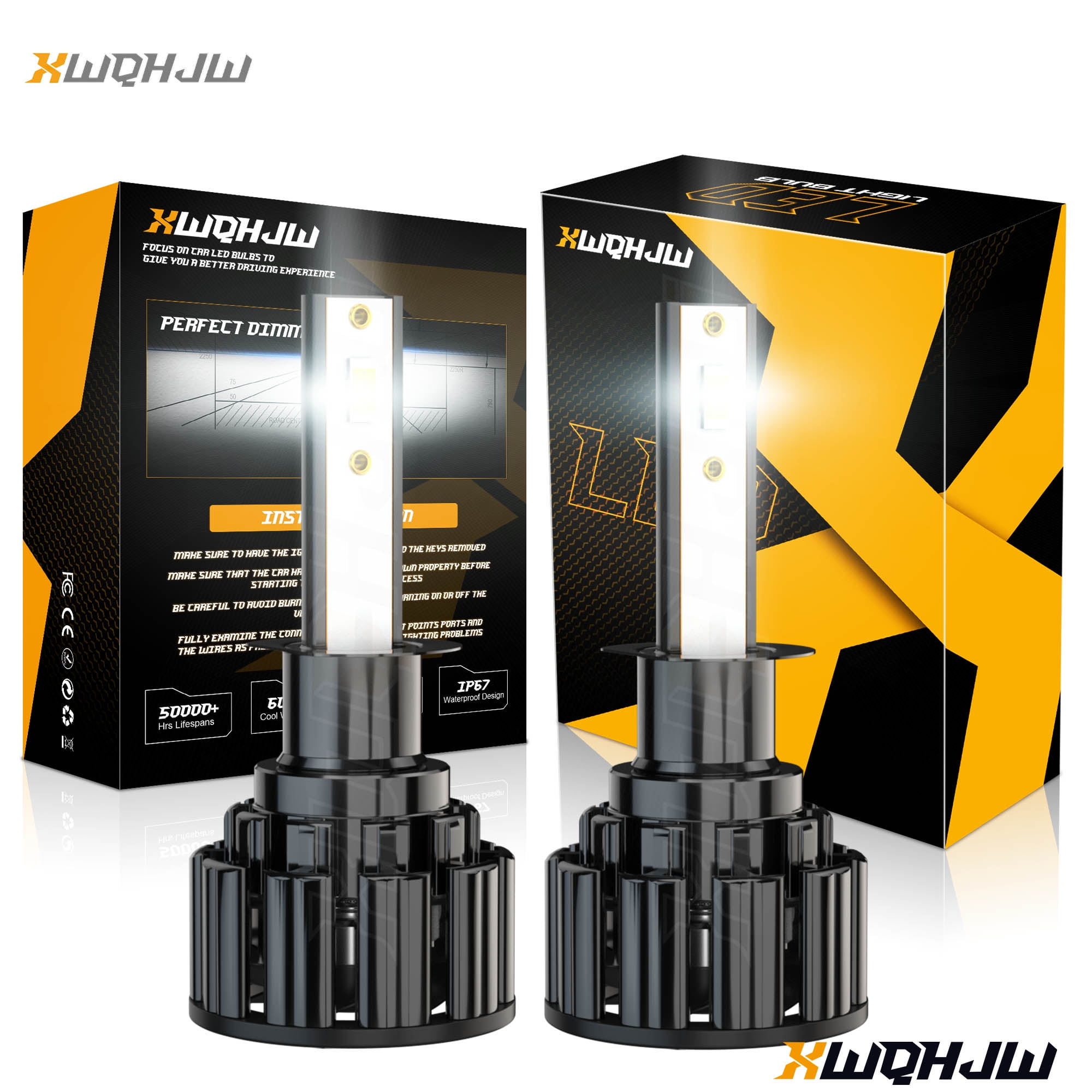 H1 LED Headlight Bulb 6000K White Conversion Kit 12V Car Automotive Beam High Beam  Driving Lamp Pack of 2