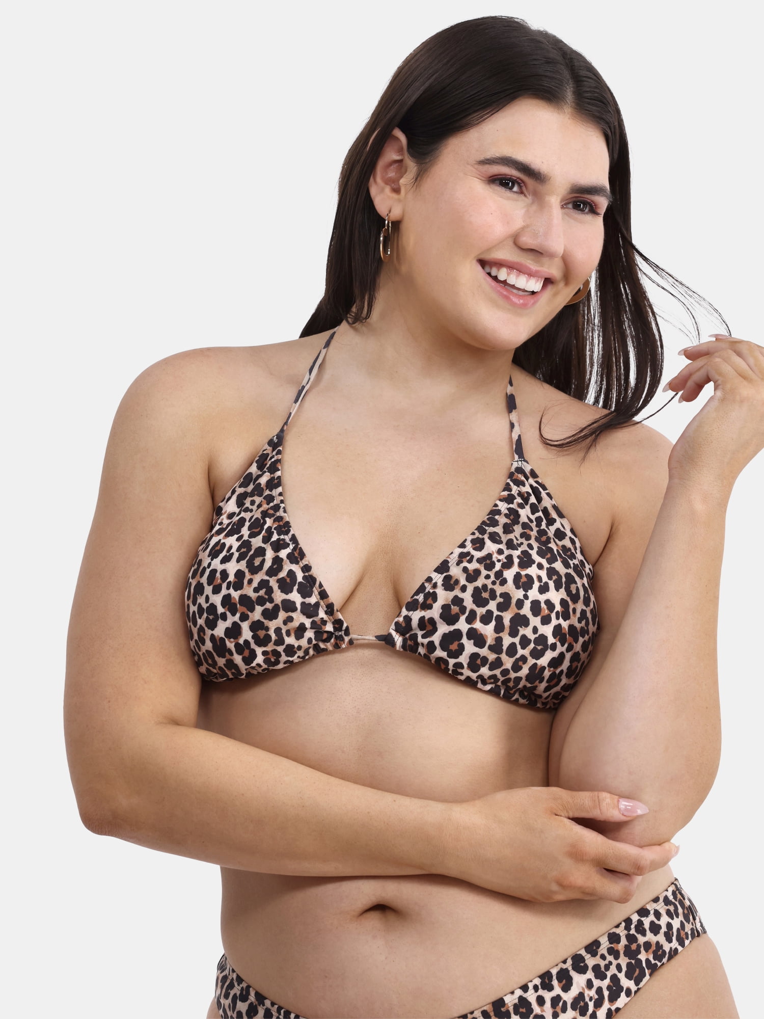 No Boundaries Women's Cheetah Triangle Bikini Top, Sizes XXS-XXL