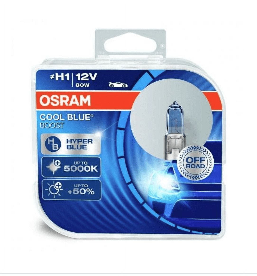 OSRAM Cool Blue® Intense H1, 100% more brightness, up to 5,000 K, halogen  headlight lamp, LED look, folding box (1 lamp)