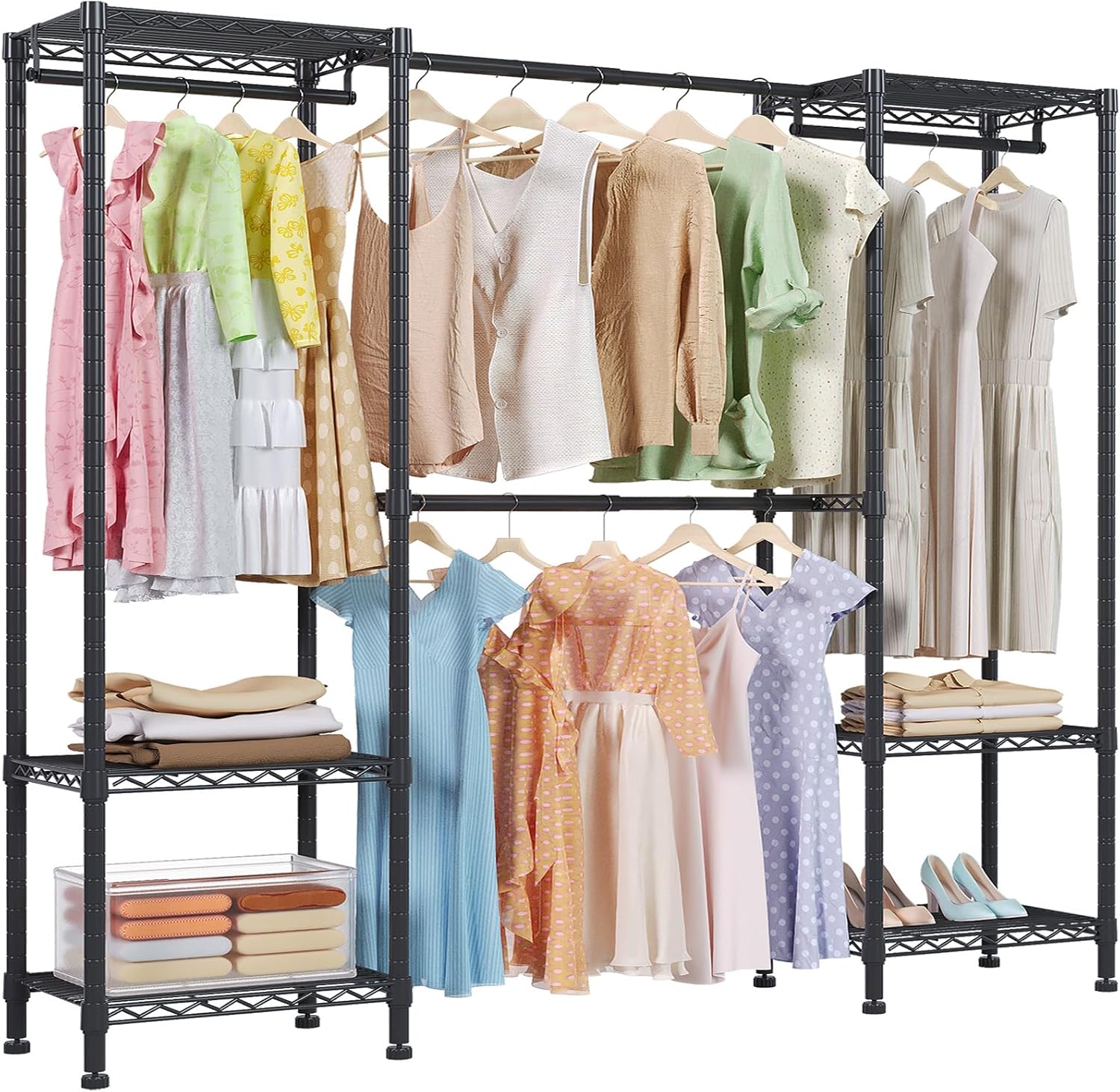 H10 Clothing Rack for Hanging Clothes, Expandable Clothes Rack ...