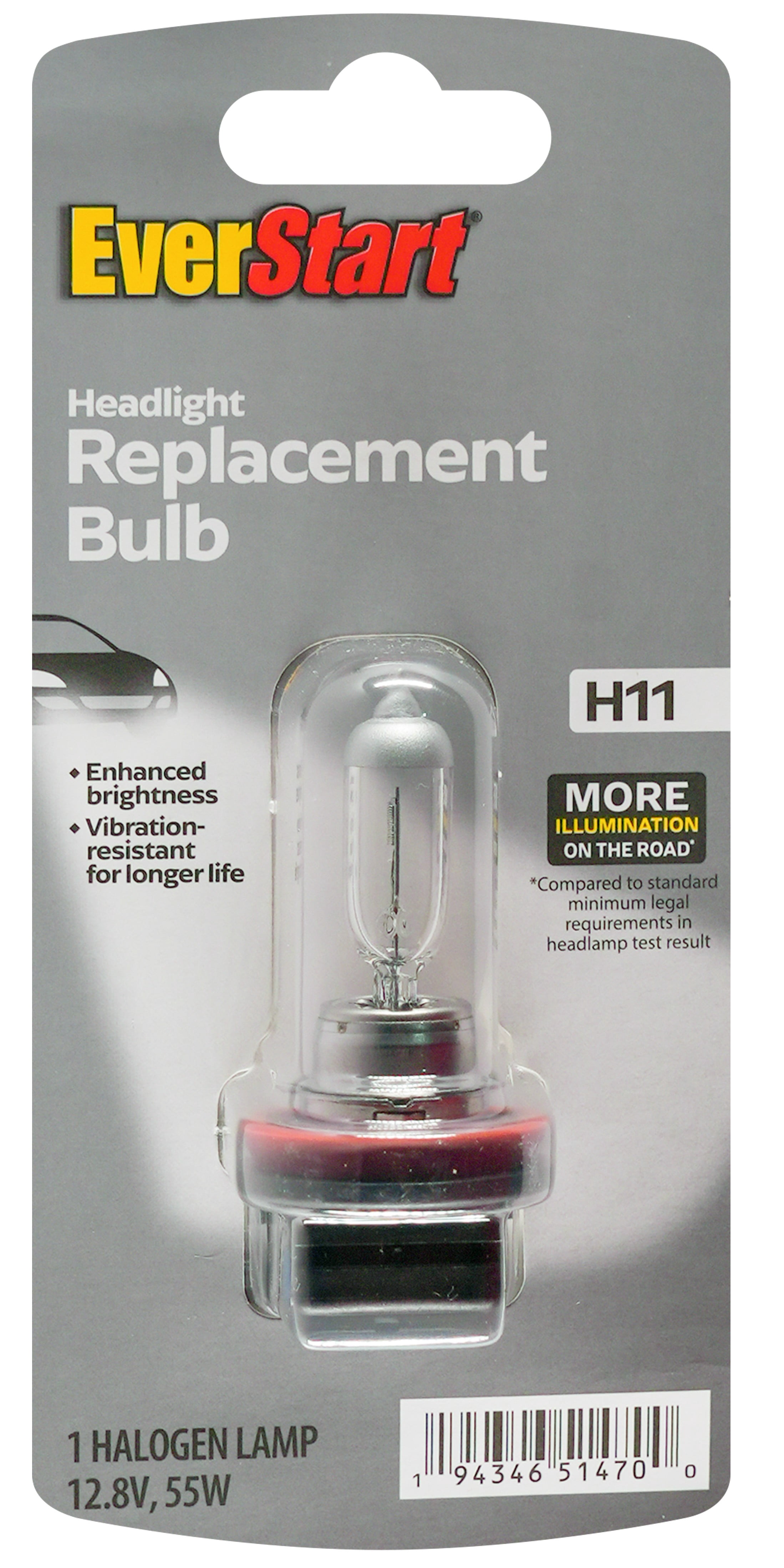 EverStart H11 Halogen Headlight Bulb, 1 pack, Compatible with Multiple Cars