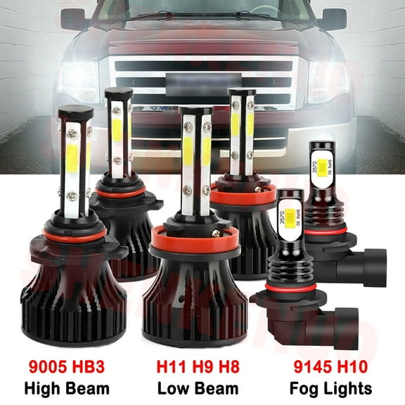 H11 9005 High&Low Beam for Ford Expedition 2015 2016 2017 2018 2019 2020 2021 LED Headlights 9145 Fog Lights 6pcs