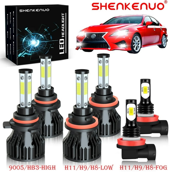 H11 9005 High&Low Beam for Lexus IS350 2011 2012 2013 2014 2015 LED Headlights Fog Lights 6pcs