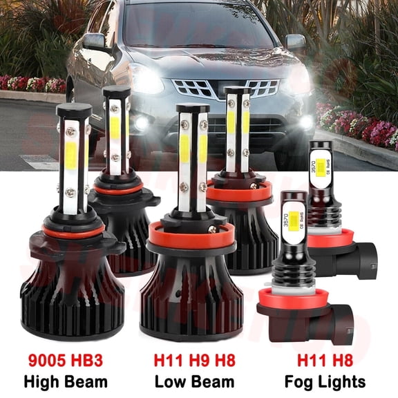 H11 9005 High&Low Beam for Nissan Murano 2009 2010 2011 2012 2013 2014 LED Headlights Fog Lights 6pcs