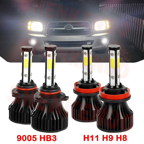 H11 9005 High&Low Beam for Toyota Sequoia 2008-2012 2013 2014 2015 2016 2017 2018 LED Headlight Bulbs 4pcs