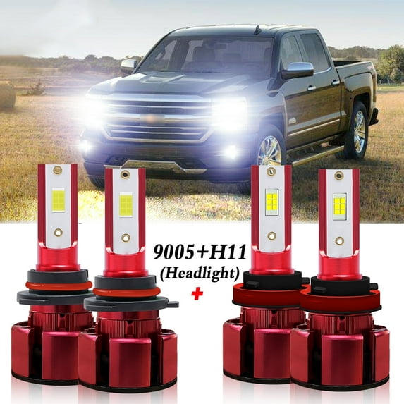 H11 9005 LED Headlight Bulbs for 2007-2020 Chevrolet Silverado 3500 Low Beam/High Beam Lights