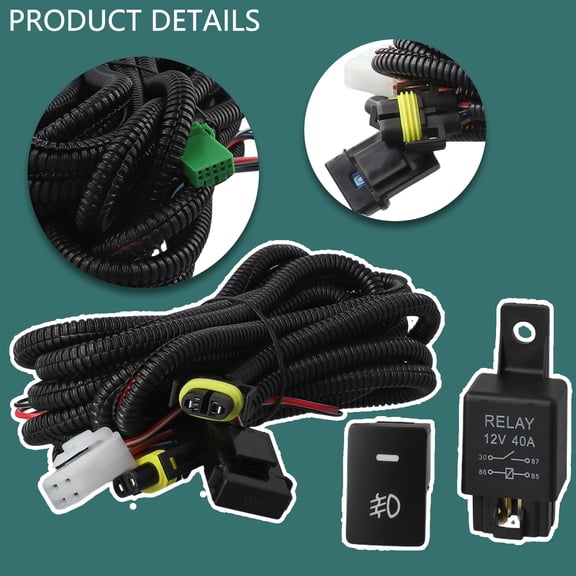 H11 Fog Light Wiring Harness with LED Indicators and Switch for Compatible Vehicles