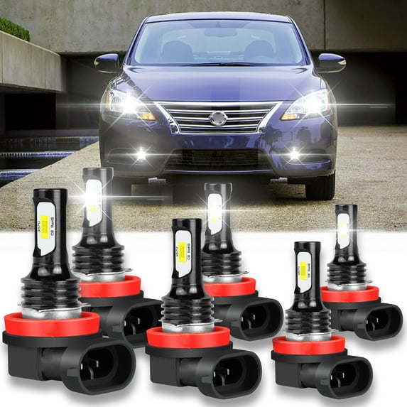 H11+H11 Combo LED Headlight Hi/Lo+ H8/H9/H11 Fog Light Bulbs 6000K Total 3 Sets