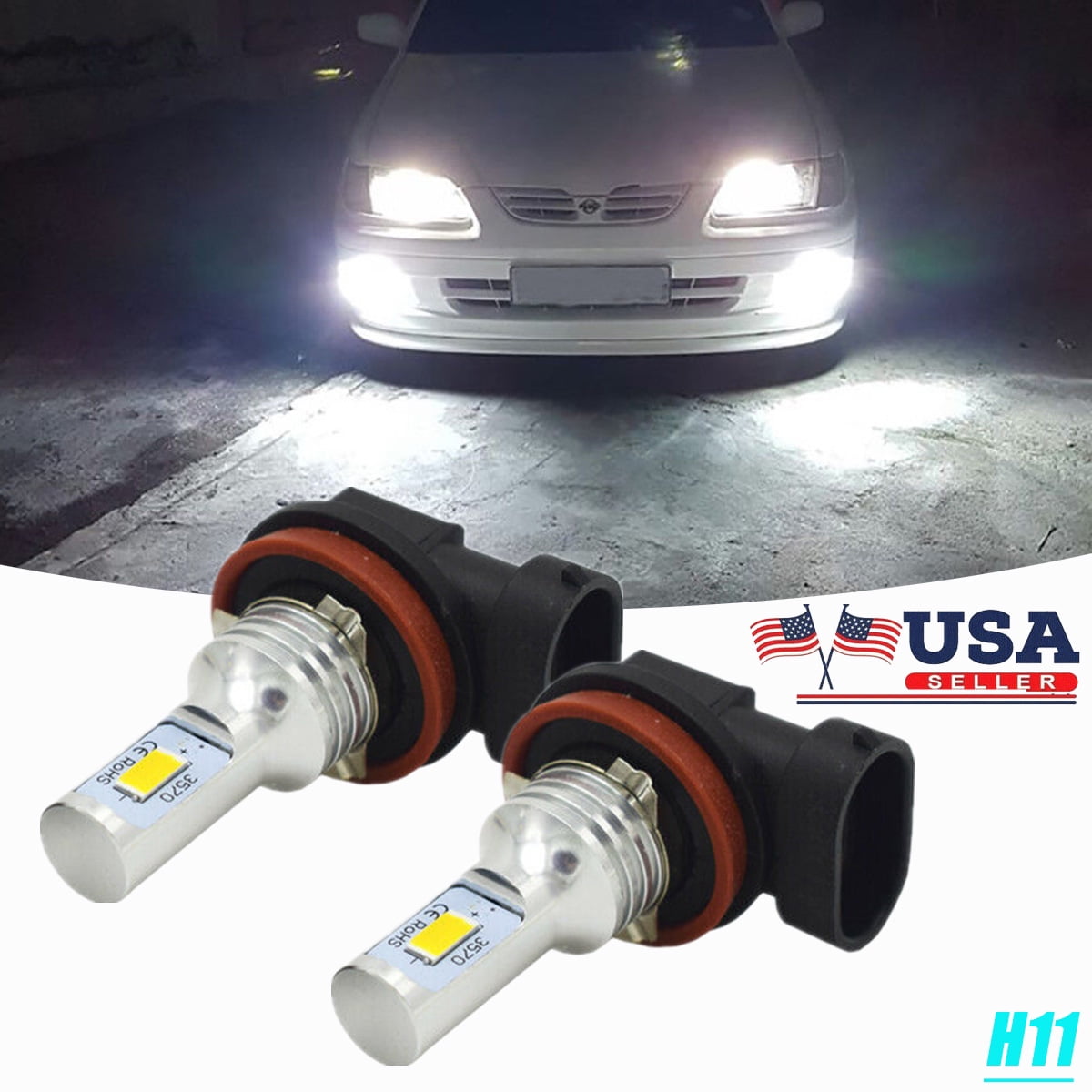 H11 H8 6000K White Car LED Headlights Low Beam Fog light Bulbs