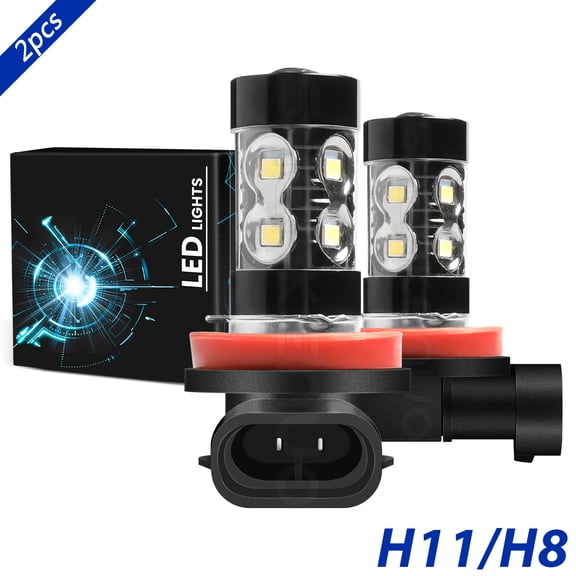 H11 H8 LED Fog / Driving Light Bulbs 6000K Cool White Bright Lamp High Power 2pcs