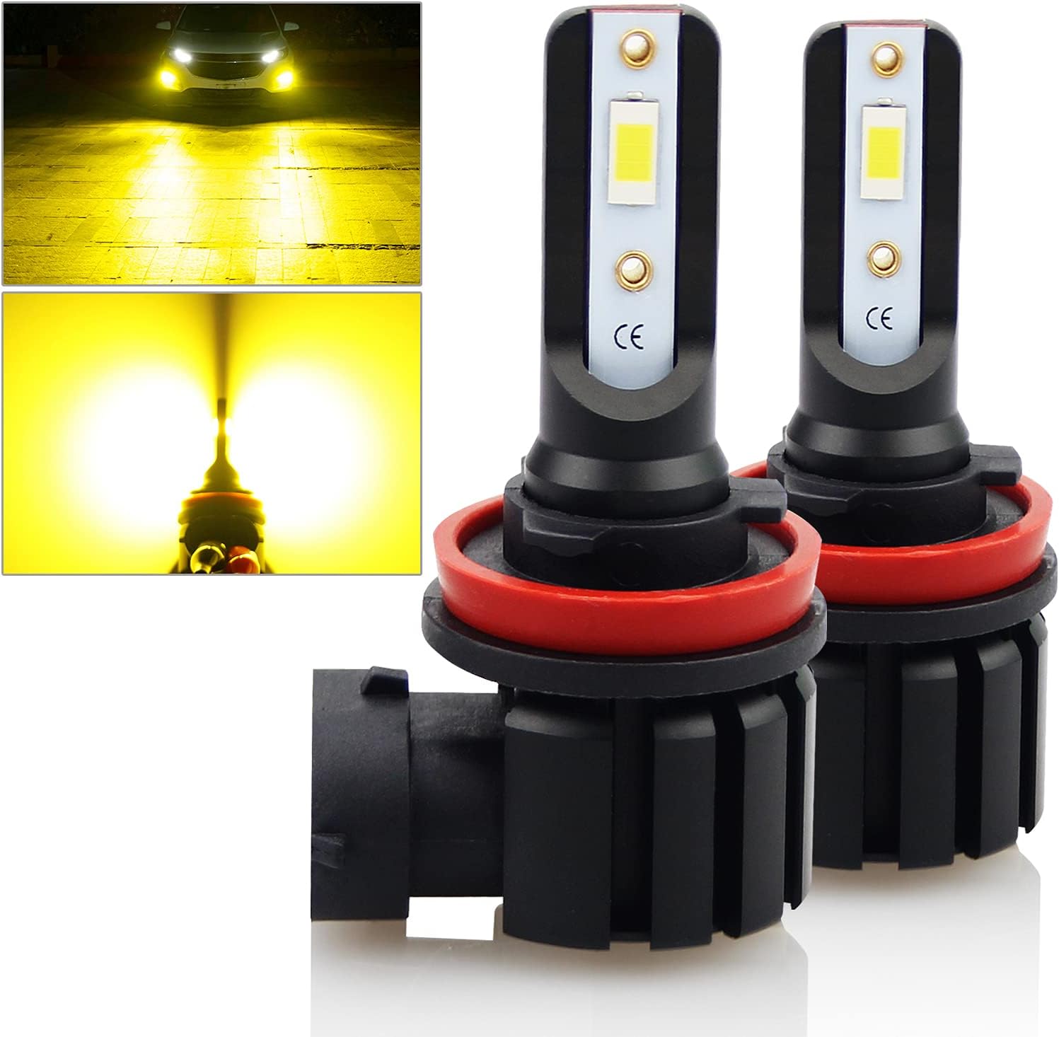 H11 H8 LED Fog Light Bulbs, 8000 Lumens 40W High Power 3000K Golden