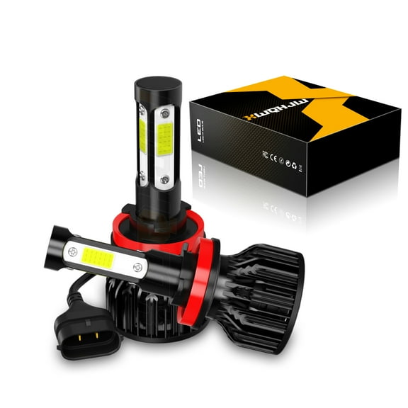 H11 H8 LED Headlight Bulb Kit Hi/Lo Beam 350% Brighter 6000K 60W White IP67 Long Life, Pack of 2