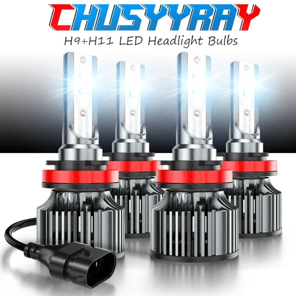 H11 H9 LED Headlight Bulbs High&Low Beam Combo Kit For Dodge Grand Caravan 2011 2012 2013 2014 2015 2016 2017 2018 2019 6500K White 4Pcs