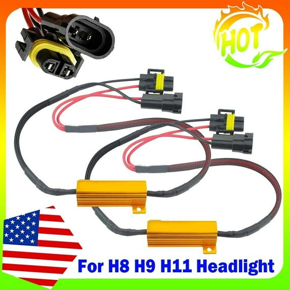 H11 LED Headlight Bulb Canbus Error Free Anti Flicker Resistor Canceller Decoder