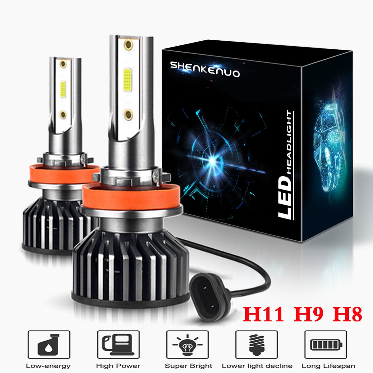 H11 LED Headlight Bulb for GMC Sierra 1500 07-13 Yukon 15-19 Low Beam White